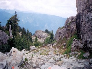 Looking back down the trail, Mount Seymour 2003-07.